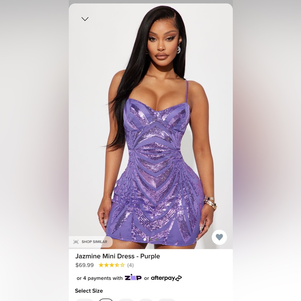 Brand new fashion nova purple sequin mini dress!